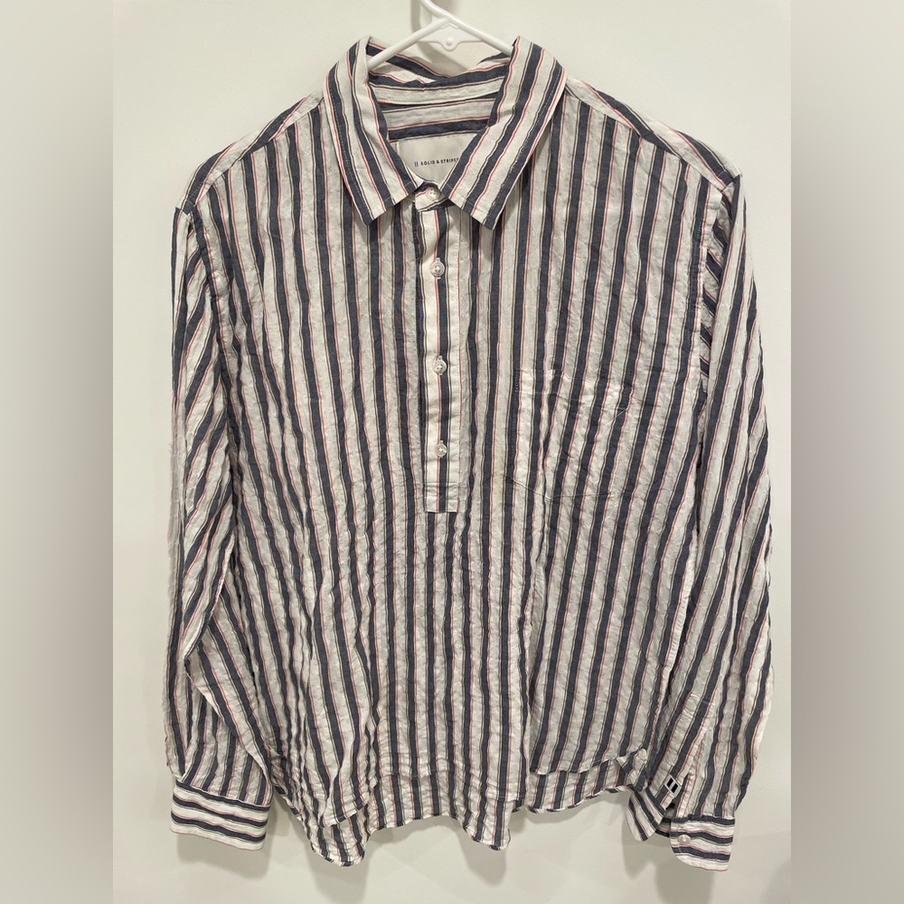 Striped half-placket shirt